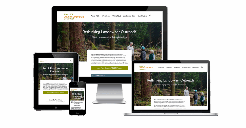 Array of screens showing the TELE home page